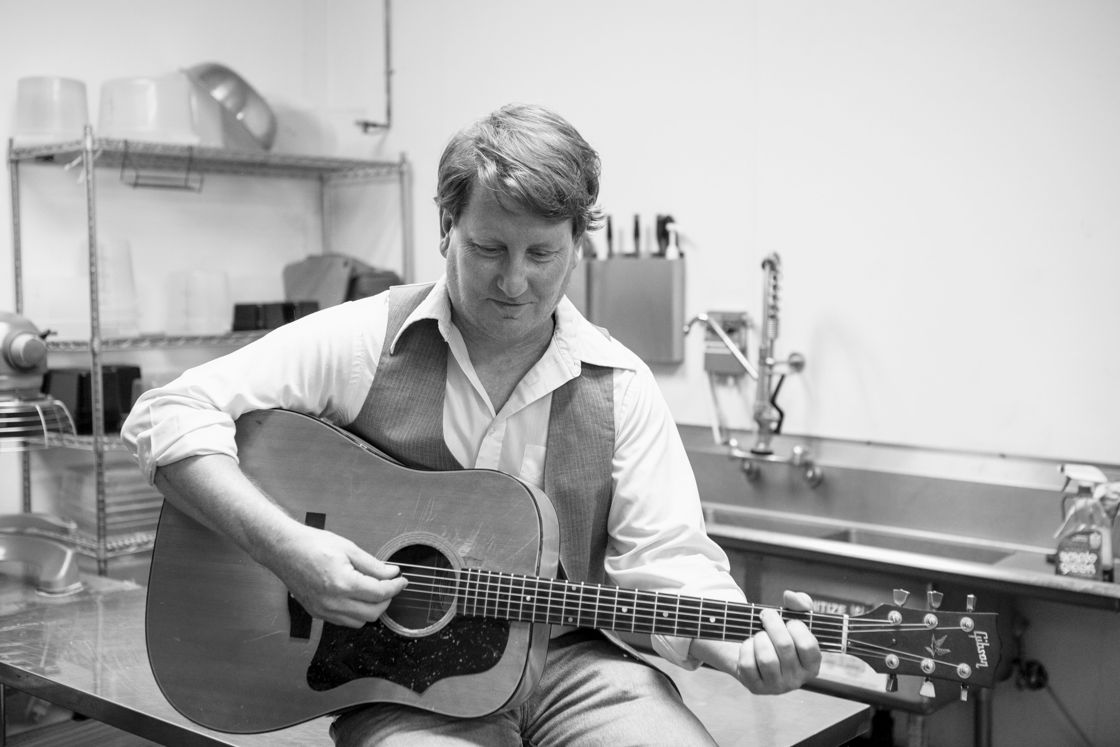 Nolan with his band backstage